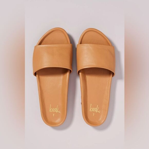 BEEK GALLITO HONEY LEATHER SLIDE SHOES - Picture 2 of 8